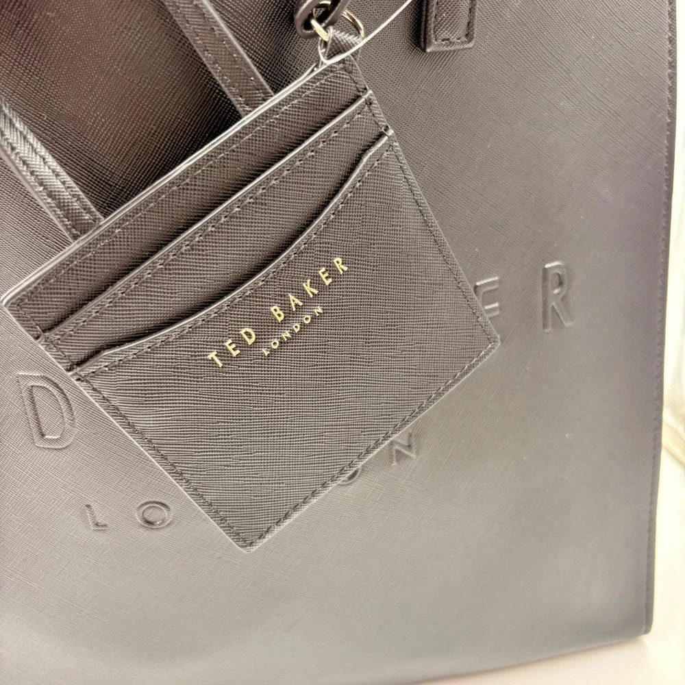 Ted Baker London Black Icon Tote Bag Set‎ Large Shopper Small Tote Flower Charm